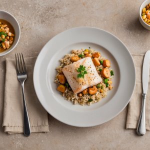 Poisson sauté au riz et noix de cajou