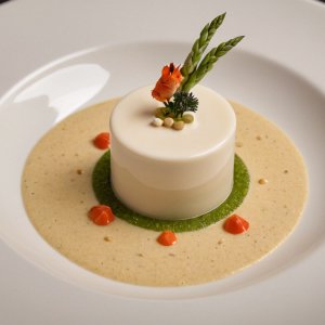 Potage aux asperges et au crabe