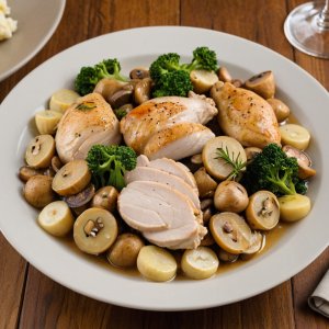Poulet au concombre et champignons
