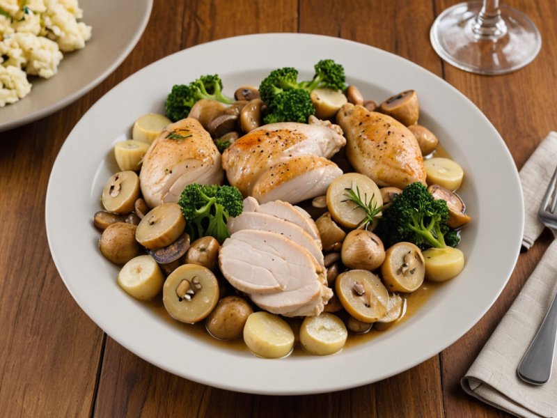 Poulet au concombre et champignons