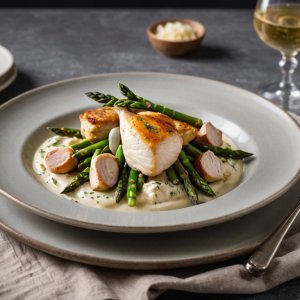 Poulet aux asperges et à la crème d'ail