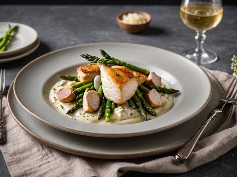 Poulet aux asperges et à la crème d'ail