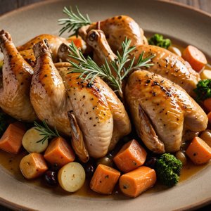 Poulet aux jeunes carottes et à l'estragon