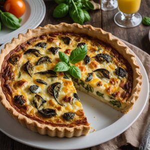 Smoked Trout, Zucchini, and Mozzarella Quiche
