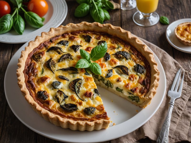 Quiche à la truite fumée, aux courgettes et à la mozzarella