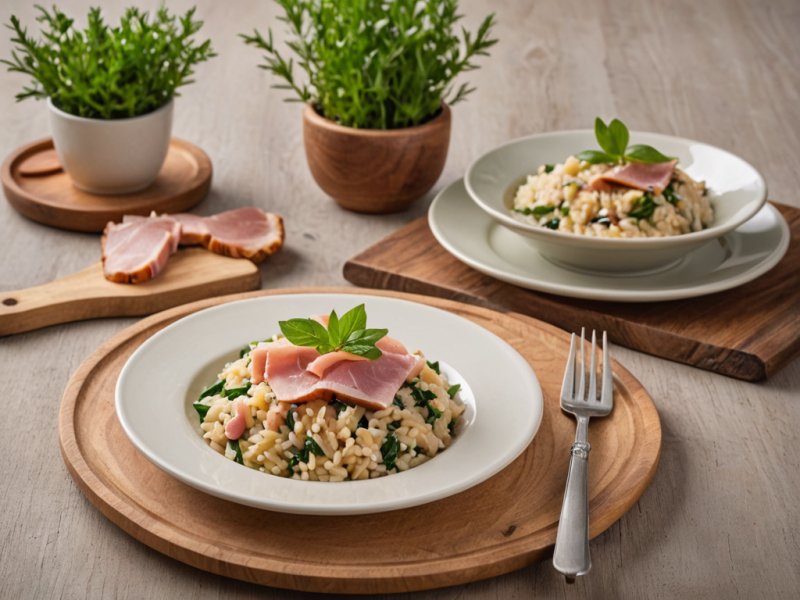 Risotto à la roquette et au jambon