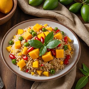 Riz à la mangue et poivrons