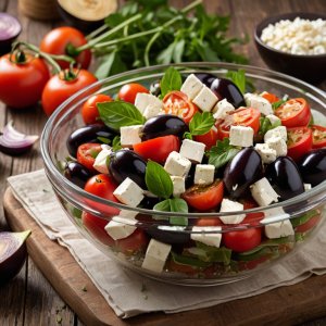 Salade d'aubergines, tomates et feta