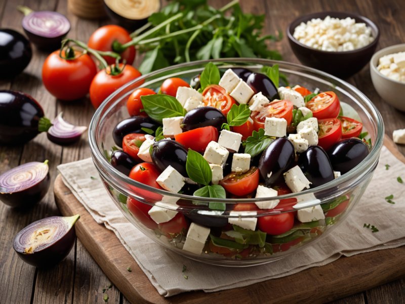 Salade d'aubergines, tomates et feta
