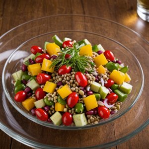 Ensalada de bulgur con guisantes y pimientos