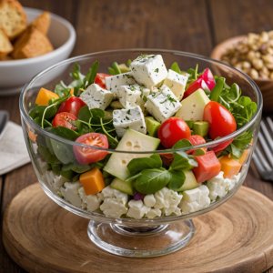 Salade de concombre au chèvre et grenade