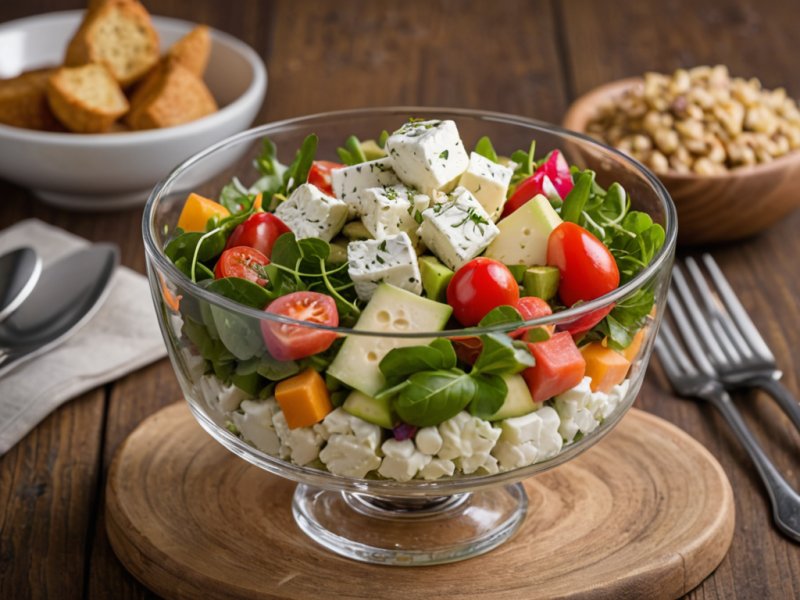 Salade de concombre au chèvre et grenade