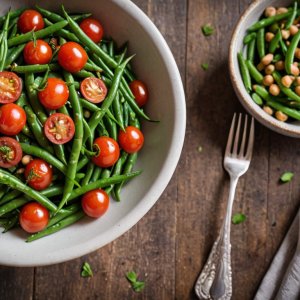 Salade de haricots verts aux tomates cerises