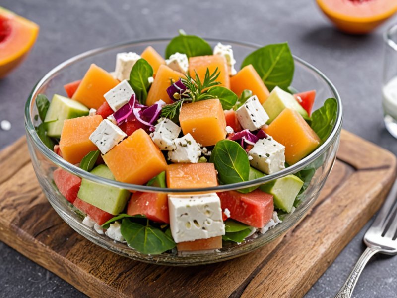 Salade melon concombre feta
