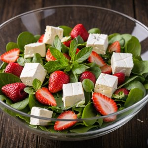 Salade épinard chèvre et fraise