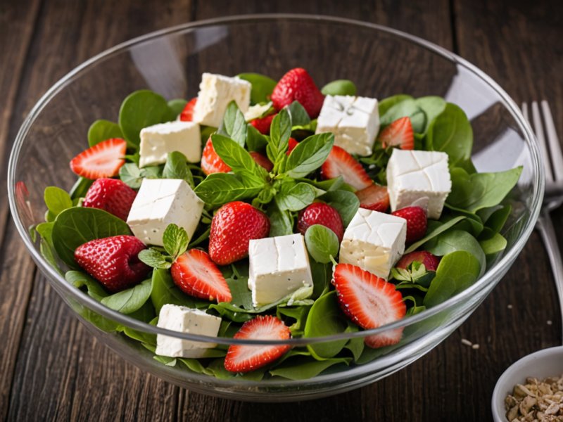 Salade épinard chèvre et fraise