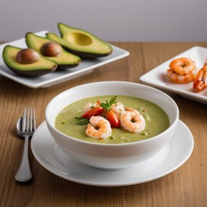 Soupe d'avocat aux crevettes