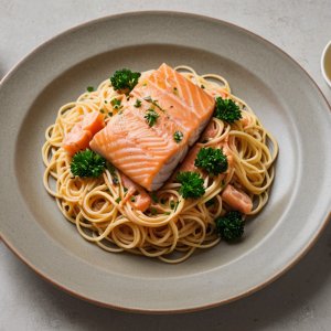 Spaghettis au saumon fumé