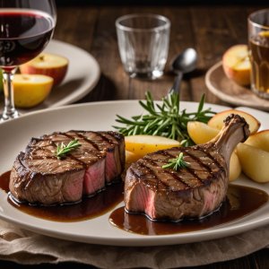 Steaks d'autruche aux pommes