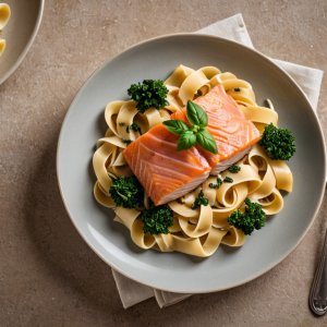 Tagliatelles au saumon fumé et poireaux