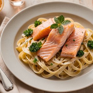 Tagliatelles parfumées au saumon et pamplemousse