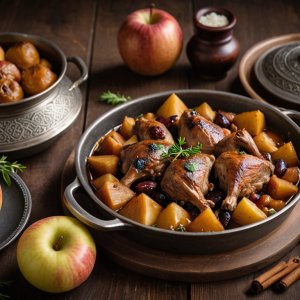 Tajine de confit de canard aux pommes et dattes