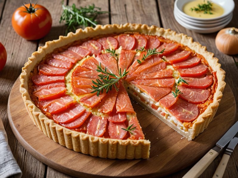 Tarte au surimi, à la tomate et au comté