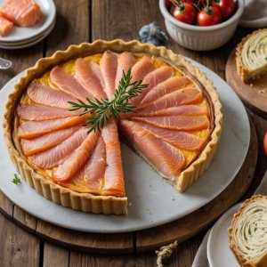 Leek, Onion and Salmon Tart