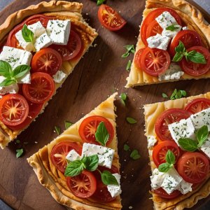 Tarte aux tomates confites et chèvre frais