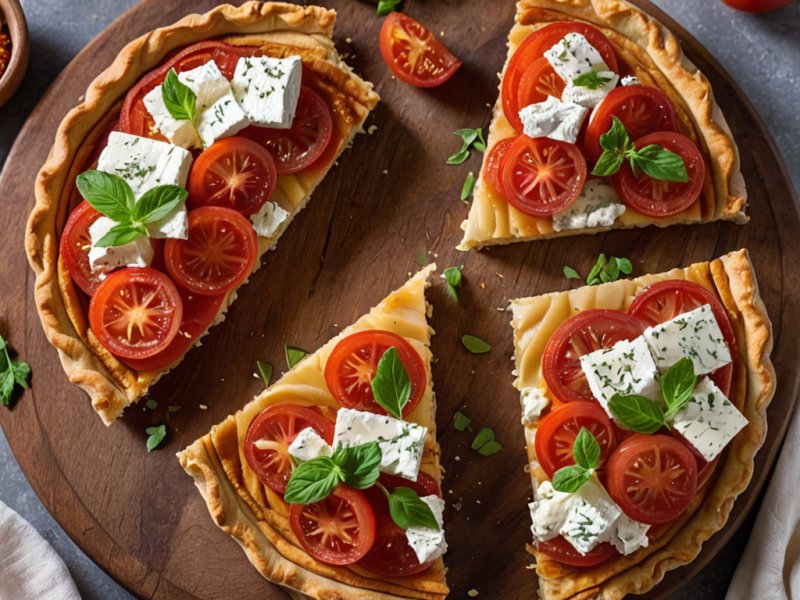 Tarte aux tomates confites et chèvre frais