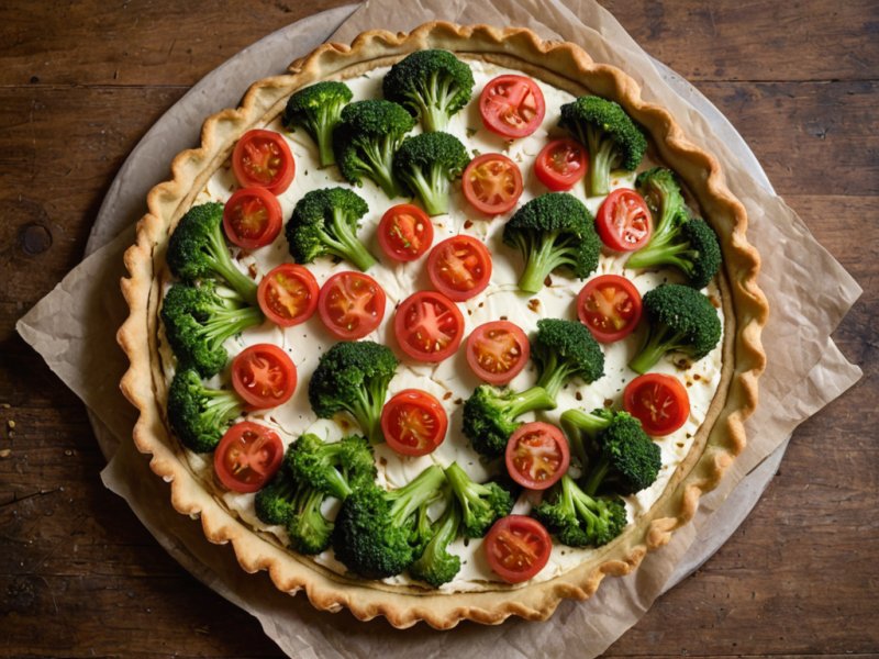 Tarte chèvre, brocoli et tomate