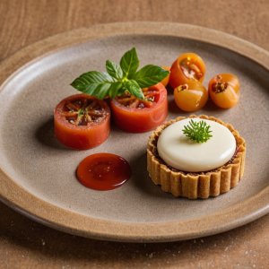 Tarte à la tomate, gingembre et artichauds