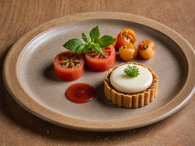 Tarte à la tomate, gingembre et artichauds