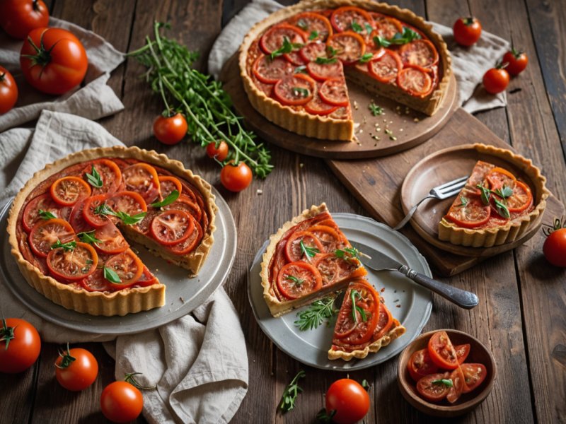 Tarte moutardée au thon, tomates et poireaux