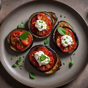 Tatin d'aubergines et de tomates au chèvre frais