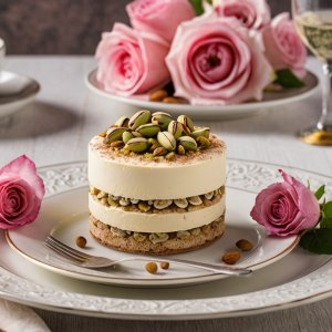 Tiramisu aux pistaches et à la rose