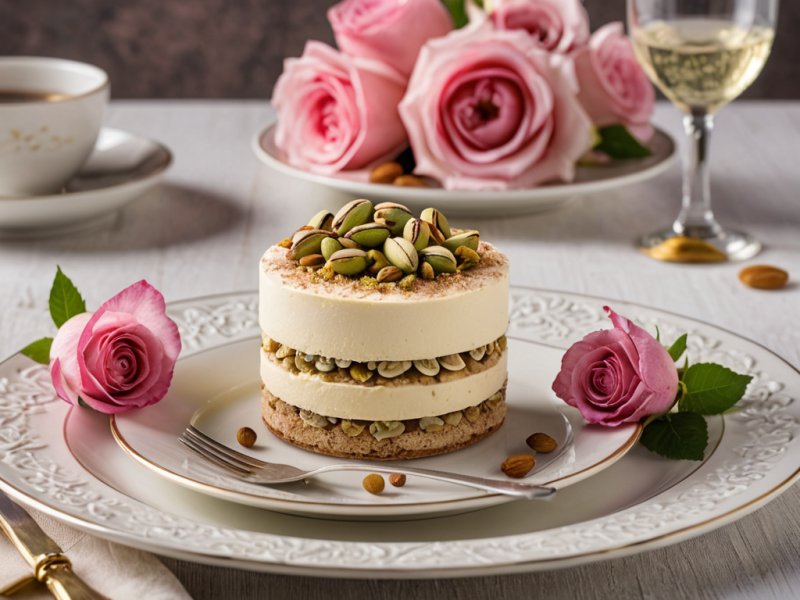 Tiramisu aux pistaches et à la rose