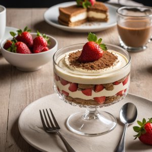 Tiramisu fraises et rhubarbe