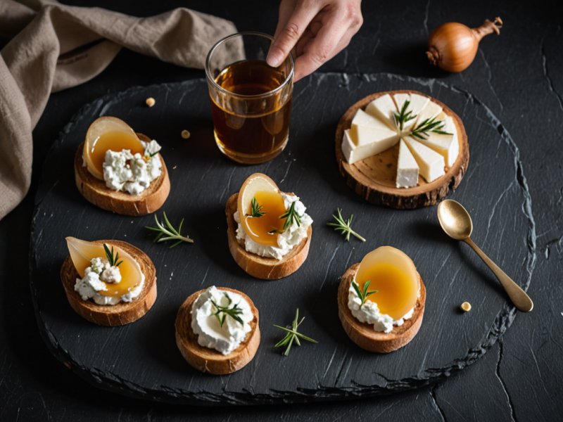 Toasts chèvre, oignons et miel