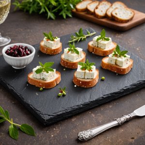 Toasts concombre feta piment