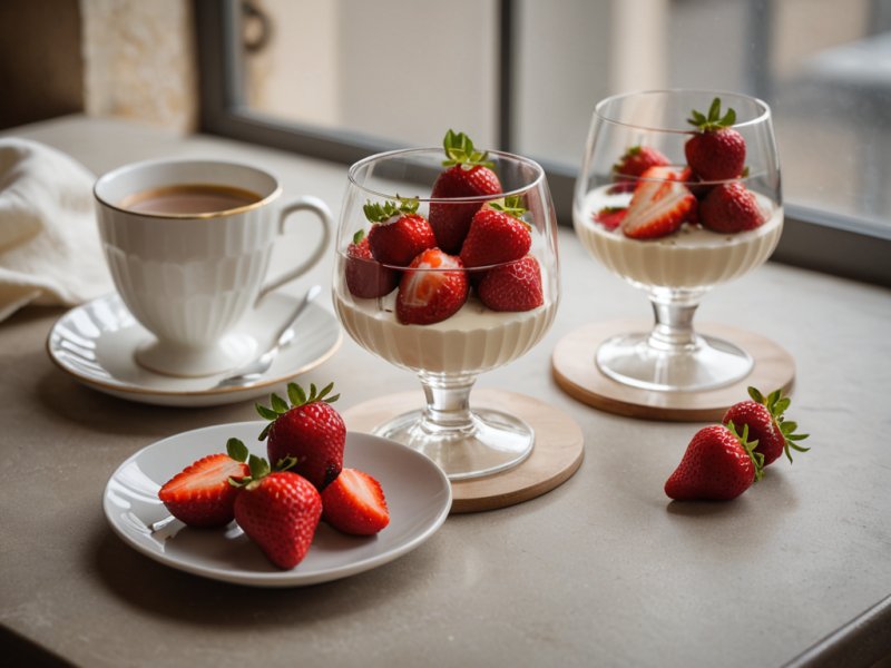 Verrines aux madeleines et fraises