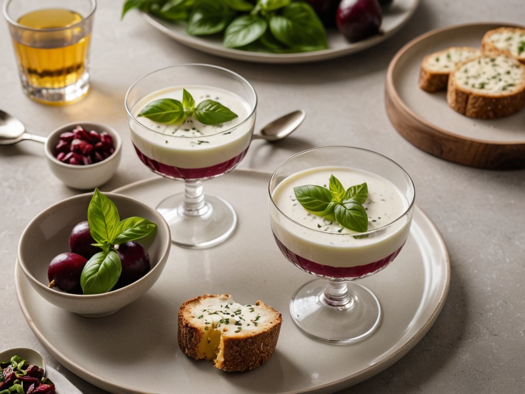 Verrines betteraves, chèvre et basilic