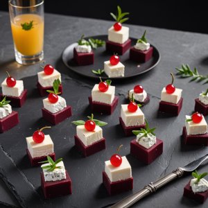 Verrines betteraves, chèvre et basilic