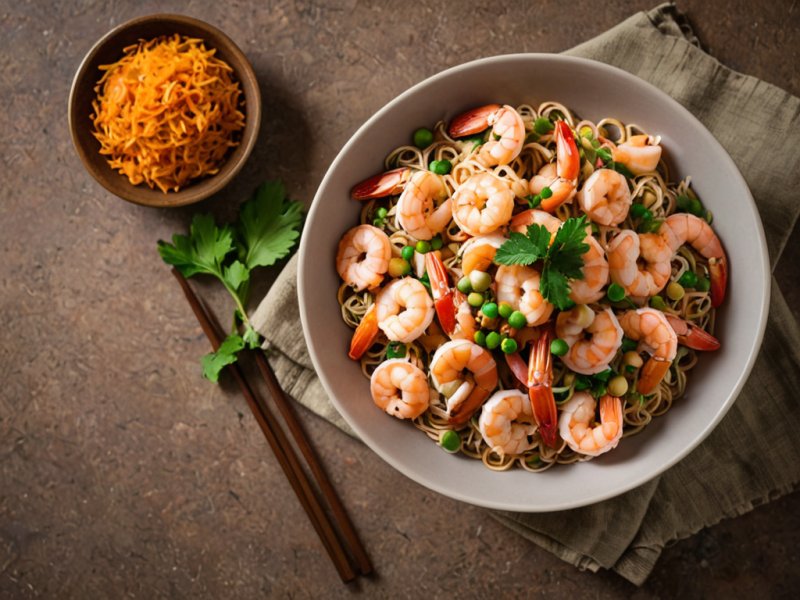 Wok de crevettes aux vermicelles chinois