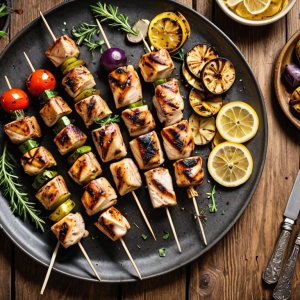 Brochettes de poulet mariné au citron