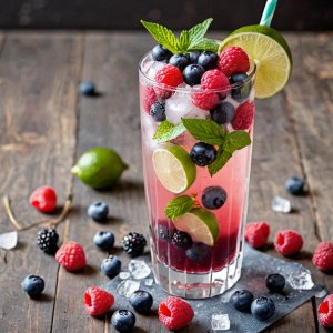 Mojito sans alcool aux fruits rouges