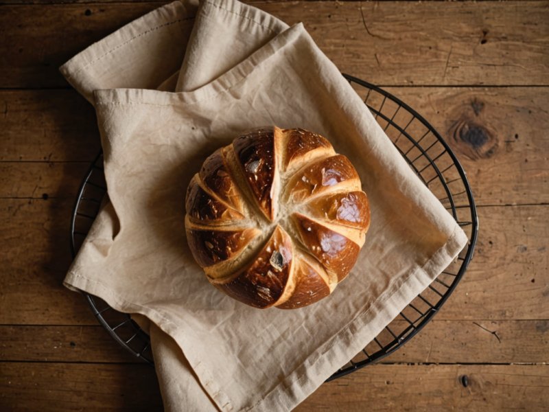 Pain au levain maison avec une belle croûte dorée