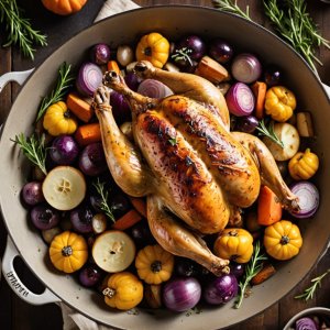 Poulet rôti aux légumes d'automne