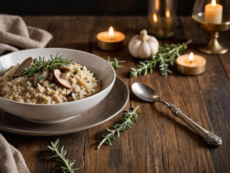 Risotto aux cèpes crémeux avec copeaux de parmesan
