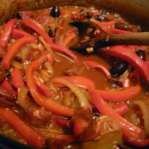 Poulet Basquaise olives